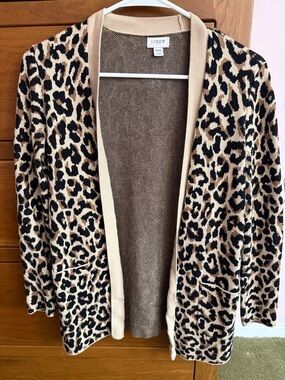J. Crew Leopard-Print Open Cardigan in Tan and Black